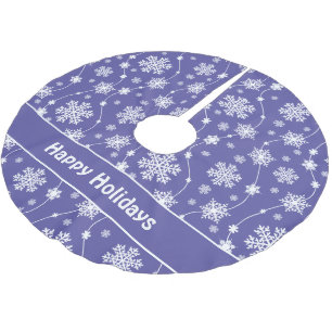 Falda Para El Árbol De Navidad De Poliéster Monograma de copo de nieve blanco púrpura brillant