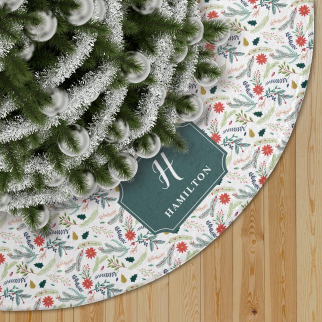 Falda Para El Árbol De Navidad De Poliéster Monograma de follaje alegre (Subido por el creador)