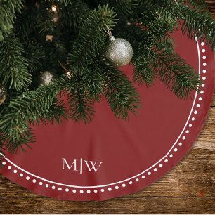 Falda Para El Árbol De Navidad De Poliéster Monograma de parejas minimalistas Rojo de vacacion
