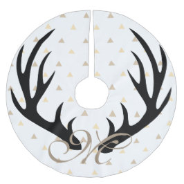 Falda Para El Árbol De Navidad De Poliéster Monograma del Confetti de Oro de los Antlers de ve