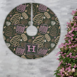 Falda Para El Árbol De Navidad De Poliéster Monograma del patrón de dibujo artístico de una lí