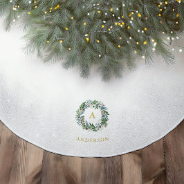 Falda Para El Árbol De Navidad De Poliéster Monograma familiar "Alegría" de navidades