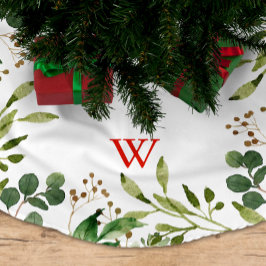 Falda Para El Árbol De Navidad De Poliéster Monograma festivo de invierno verde