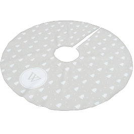 Falda Para El Árbol De Navidad De Poliéster Monograma personalizado de invierno blanco/marfil