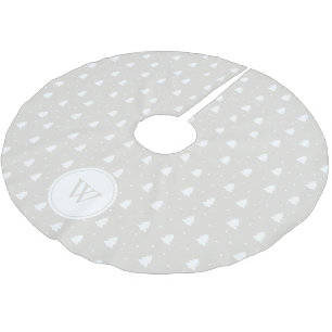 Falda Para El Árbol De Navidad De Poliéster Monograma personalizado de invierno blanco/marfil