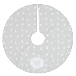 Falda Para El Árbol De Navidad De Poliéster Monograma personalizado de invierno blanco/marfil