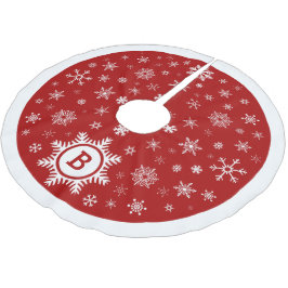 Falda Para El Árbol De Navidad De Poliéster Monograma Snowflake Navidad Árbol Skirt rojo /blan
