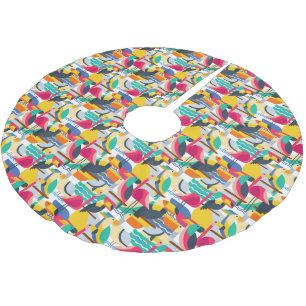 Falda Para El Árbol De Navidad De Poliéster Monograma tropical geométrico de los pájaros el