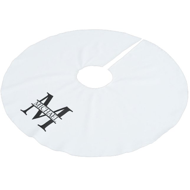 Falda Para El Árbol De Navidad De Poliéster Monograma y nombre personalizados (Angular)