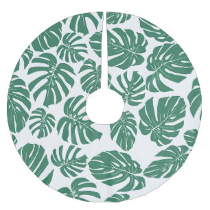Falda Para El Árbol De Navidad De Poliéster Monstera se deja sin costura, con un patrón decora