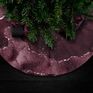 Falda Para El Árbol De Navidad De Poliéster Moody Agate   Wine Bordeaux Sangria Merlot Maroon