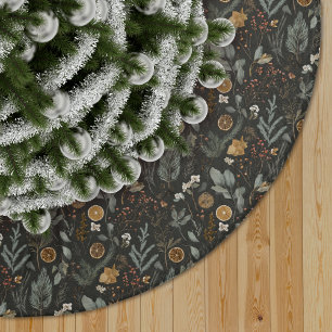 Falda Para El Árbol De Navidad De Poliéster Moody Winter Botanical Pattern
