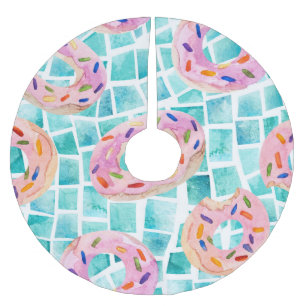 Falda Para El Árbol De Navidad De Poliéster Mosaico acuático flotante de piscina de verano