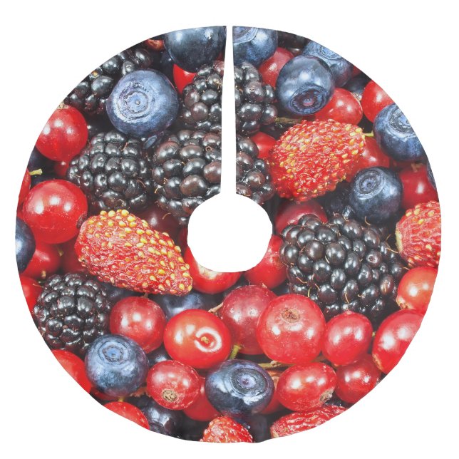 Falda Para El Árbol De Navidad De Poliéster Mosaico de fondo de Berry-Fresh (Anverso)