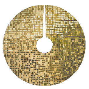 Falda Para El Árbol De Navidad De Poliéster Mosaico de Oro: Textura de mosaicos cuadrados.