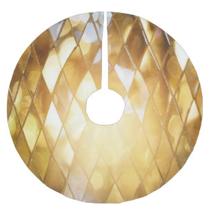 Falda Para El Árbol De Navidad De Poliéster Mosaico dorado: Efecto de vidrio brillante.