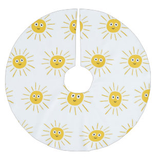 Falda Para El Árbol De Navidad De Poliéster Motivos solares: bocetos vintage impecables.