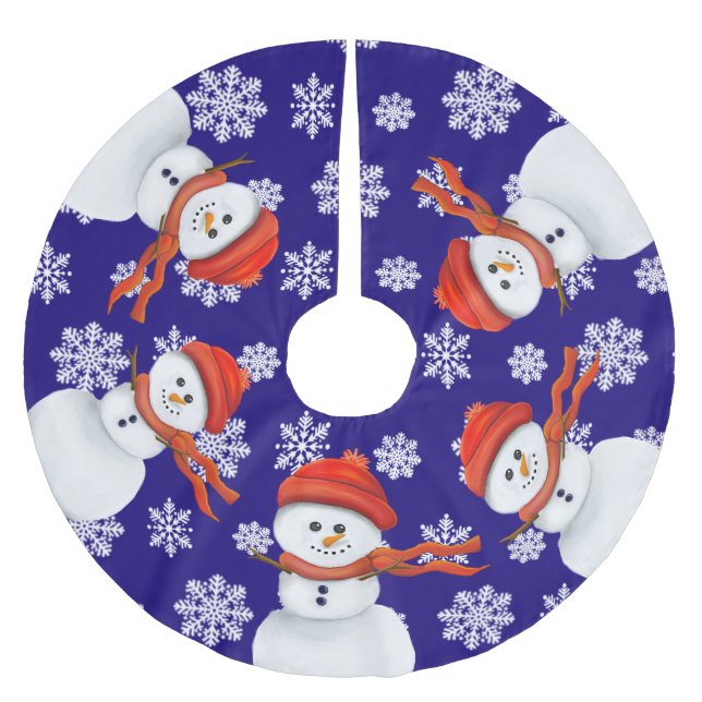 Falda Para El Árbol De Navidad De Poliéster Mr. Snowman (Anverso)