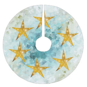 Falda Para El Árbol De Navidad De Poliéster muchos pequeños diamantes grises y azules cepillad