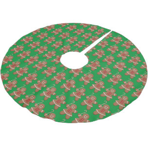 Falda Para El Árbol De Navidad De Poliéster Mujer de pan de jengibre de Navidad con bastón de 
