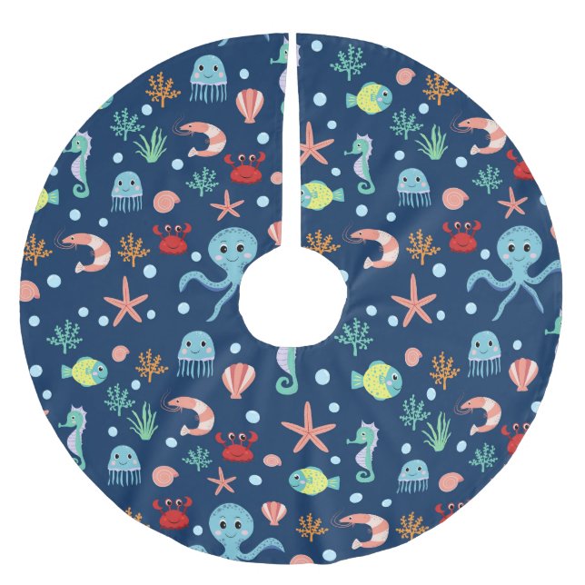 Falda Para El Árbol De Navidad De Poliéster Mundo del Mar (Anverso)