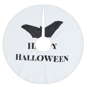 Falda Para El Árbol De Navidad De Poliéster Murciélago negro feliz Halloween agregar texto nom