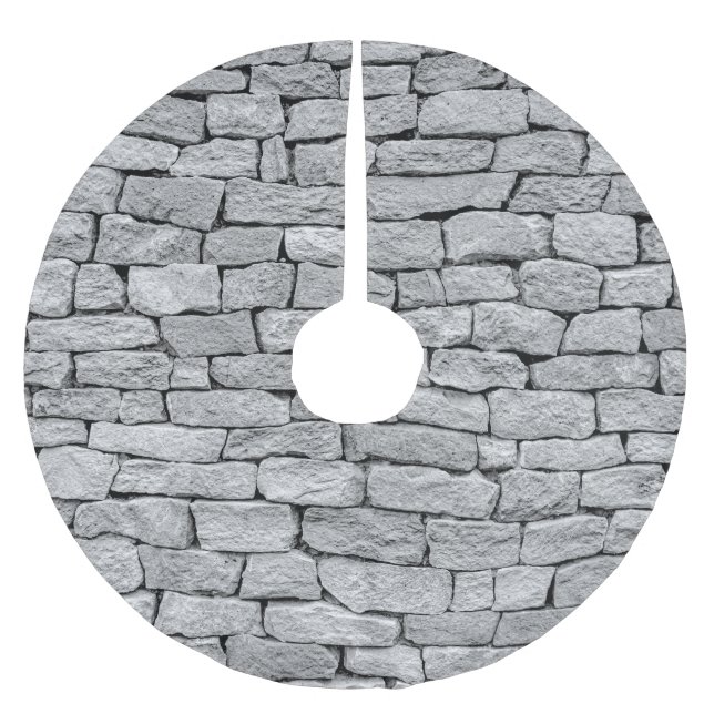 Falda Para El Árbol De Navidad De Poliéster Muro de piedra gris, fondo abstracto. (Anverso)