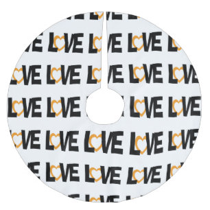 Falda Para El Árbol De Navidad De Poliéster Naranja blanco negro ama las palabras falda de árb