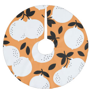 Falda Para El Árbol De Navidad De Poliéster Naranja Bliss: Exquisito patrón de fruta