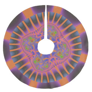 Falda Para El Árbol De Navidad De Poliéster Naranja colorido, rosa y azul fractal