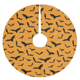 Falda Para El Árbol De Navidad De Poliéster Naranja Halloween Spooky Bats Navidades estampados