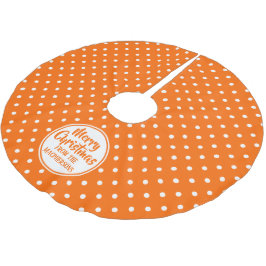 Falda Para El Árbol De Navidad De Poliéster Naranja Polka Dots Christmas Tree Skirt