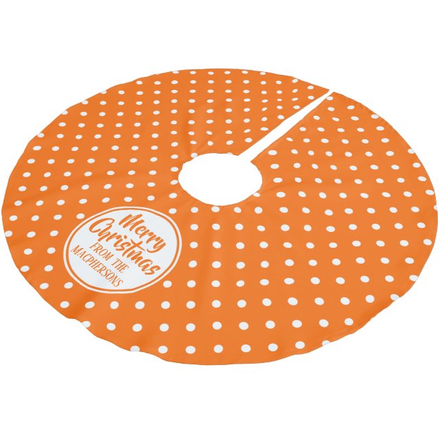 Falda Para El Árbol De Navidad De Poliéster Naranja Polka Dots Christmas Tree Skirt (Angular)