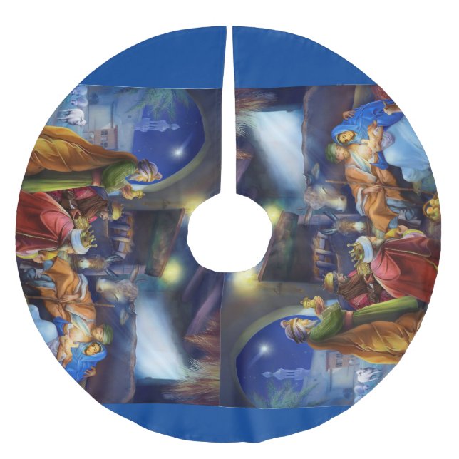 Falda Para El Árbol De Navidad De Poliéster Nativity (Anverso)