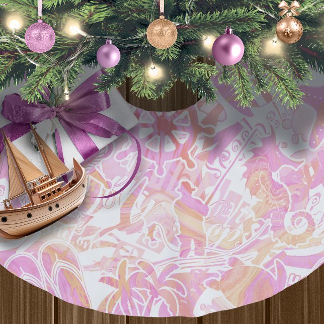 Falda Para El Árbol De Navidad De Poliéster Nautical Beach Collage Hot Pink ID840 (Subido por el creador)
