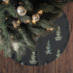 Falda Para El Árbol De Navidad De Poliéster Navidad Acuarela Moderna Oscura 