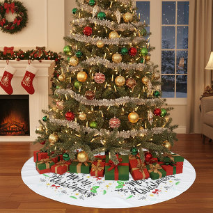 Falda Para El Árbol De Navidad De Poliéster Navidad Alegre y Feliz