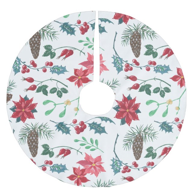 Falda Para El Árbol De Navidad De Poliéster Navidad botánico tradicional (Anverso)