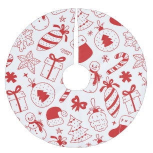 Falda Para El Árbol De Navidad De Poliéster Navidad caprichosa, divertida en rojo y blanco