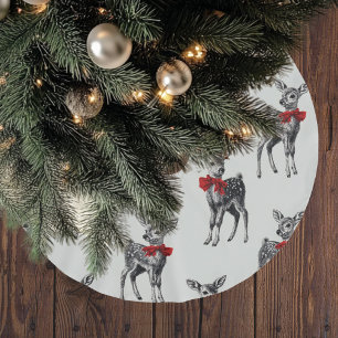 Falda Para El Árbol De Navidad De Poliéster Navidad Ciervo Vintage
