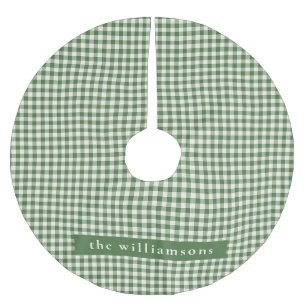 Falda Para El Árbol De Navidad De Poliéster Navidad con nombre personalizado de gingham verde