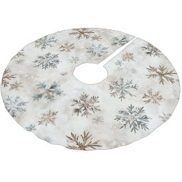 Falda Para El Árbol De Navidad De Poliéster Navidad Copos de Nieve Marrón Azul Crema
