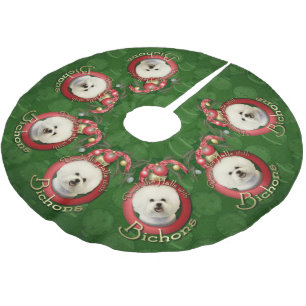 Falda Para El Árbol De Navidad De Poliéster Navidad - cubierta los pasillos - Bichons