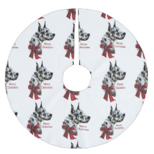 Falda Para El Árbol De Navidad De Poliéster Navidad de great dane del Harlequin