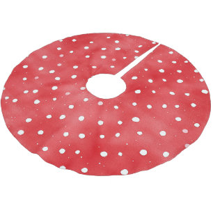 Falda Para El Árbol De Navidad De Poliéster Navidad de puntos rojos y blancos