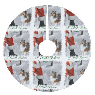 Falda Para El Árbol De Navidad De Poliéster Navidad de Sheltie del perro pastor de Shetland