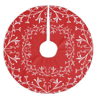 Falda Para El Árbol De Navidad De Poliéster Navidad decorativo rojo y blanco pasado de moda