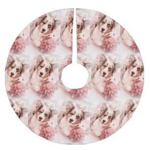 Falda Para El Árbol De Navidad De Poliéster Navidad del Corgi Galés de la rebeca