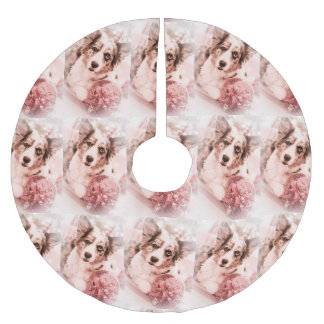 Falda Para El Árbol De Navidad De Poliéster Navidad del Corgi Galés de la rebeca