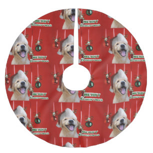 Falda Para El Árbol De Navidad De Poliéster Navidad del golden retriever